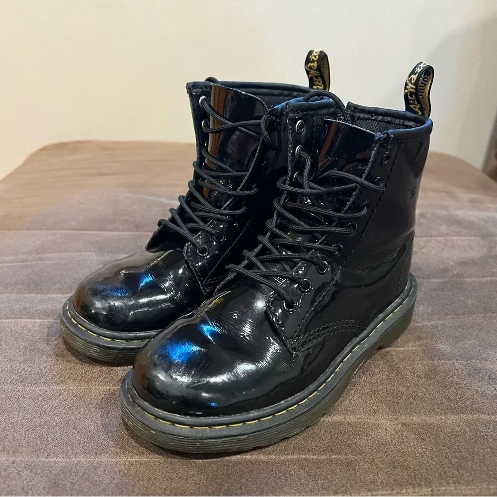 Dr. Martens Black Patent Leather Boots 1460 Size US 13c